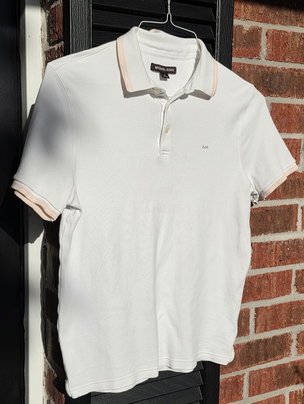 Michael Kors Polo White With Pink Accent Stripe Medium